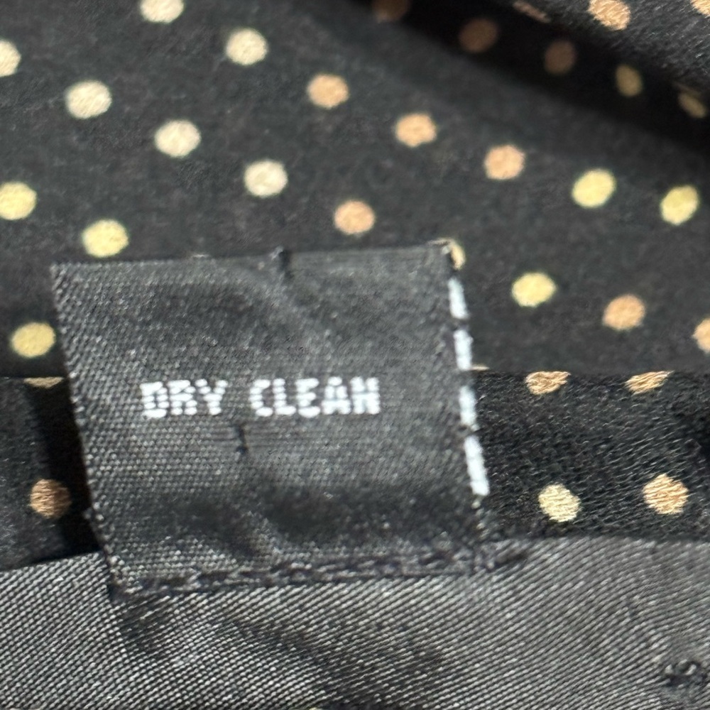 ALFANI Button Up Black Gold Dots Silk Long Sleeve Shirt Size 8 M Work Date Night - Picture 4 of 5